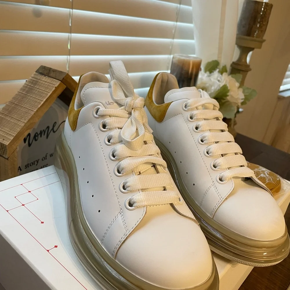 Alexander McQueen Oversized White & Mineral Yellow Gel Sole Sneakers - Picture 8 of 11
